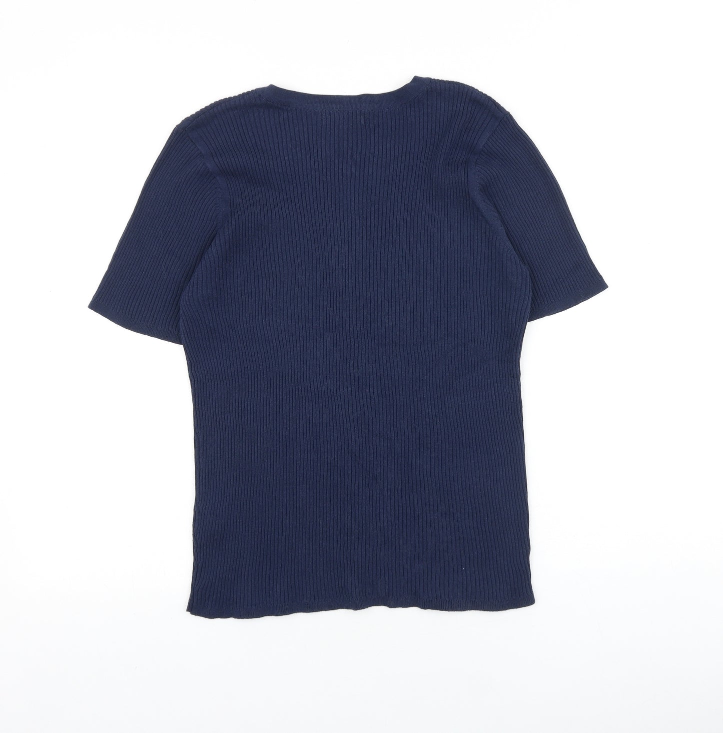 TU Womens Blue 100% Cotton Basic T-Shirt Size 16 Round Neck
