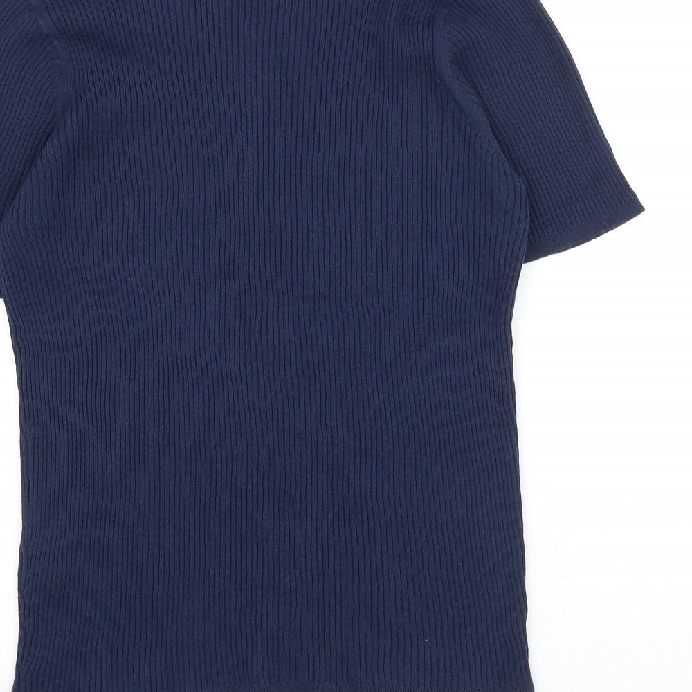 TU Womens Blue 100% Cotton Basic T-Shirt Size 16 Round Neck