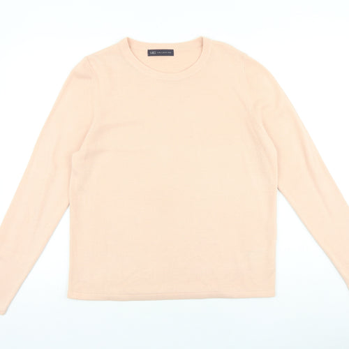 Marks and Spencer Womens Pink Round Neck 100% Cotton Pullover Jumper Size 14