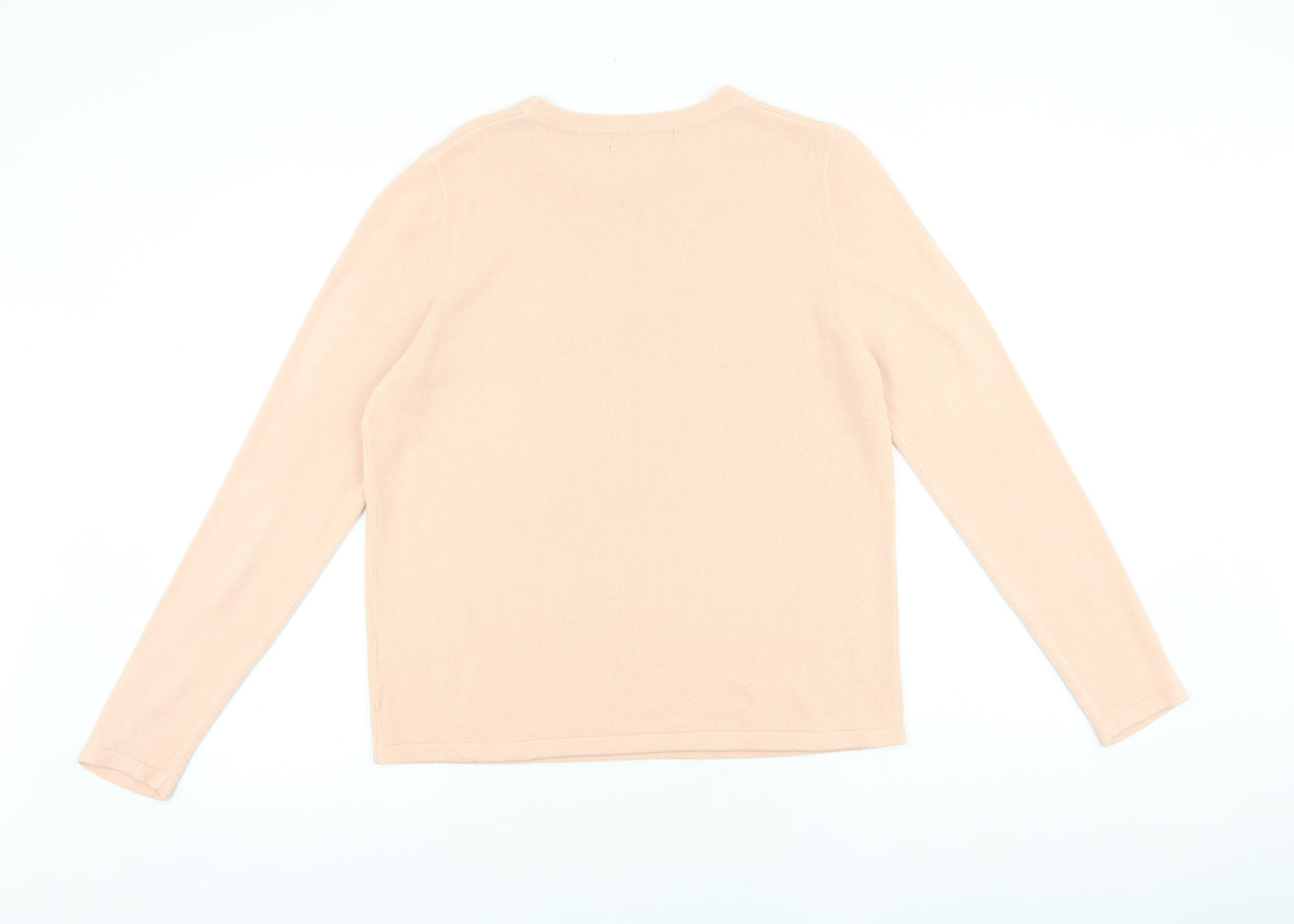 Marks and Spencer Womens Pink Round Neck 100% Cotton Pullover Jumper Size 14