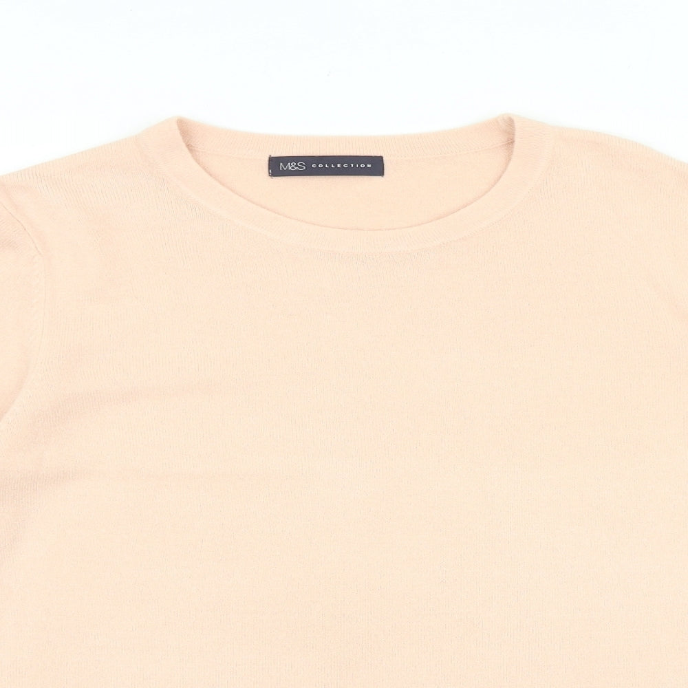 Marks and Spencer Womens Pink Round Neck 100% Cotton Pullover Jumper Size 14