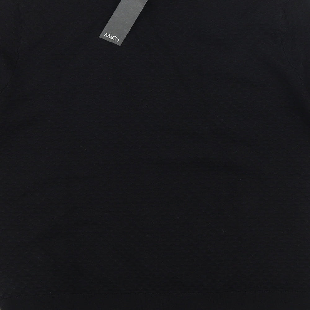 M&Co Womens Black Round Neck 100% Cotton Pullover Jumper Size 12