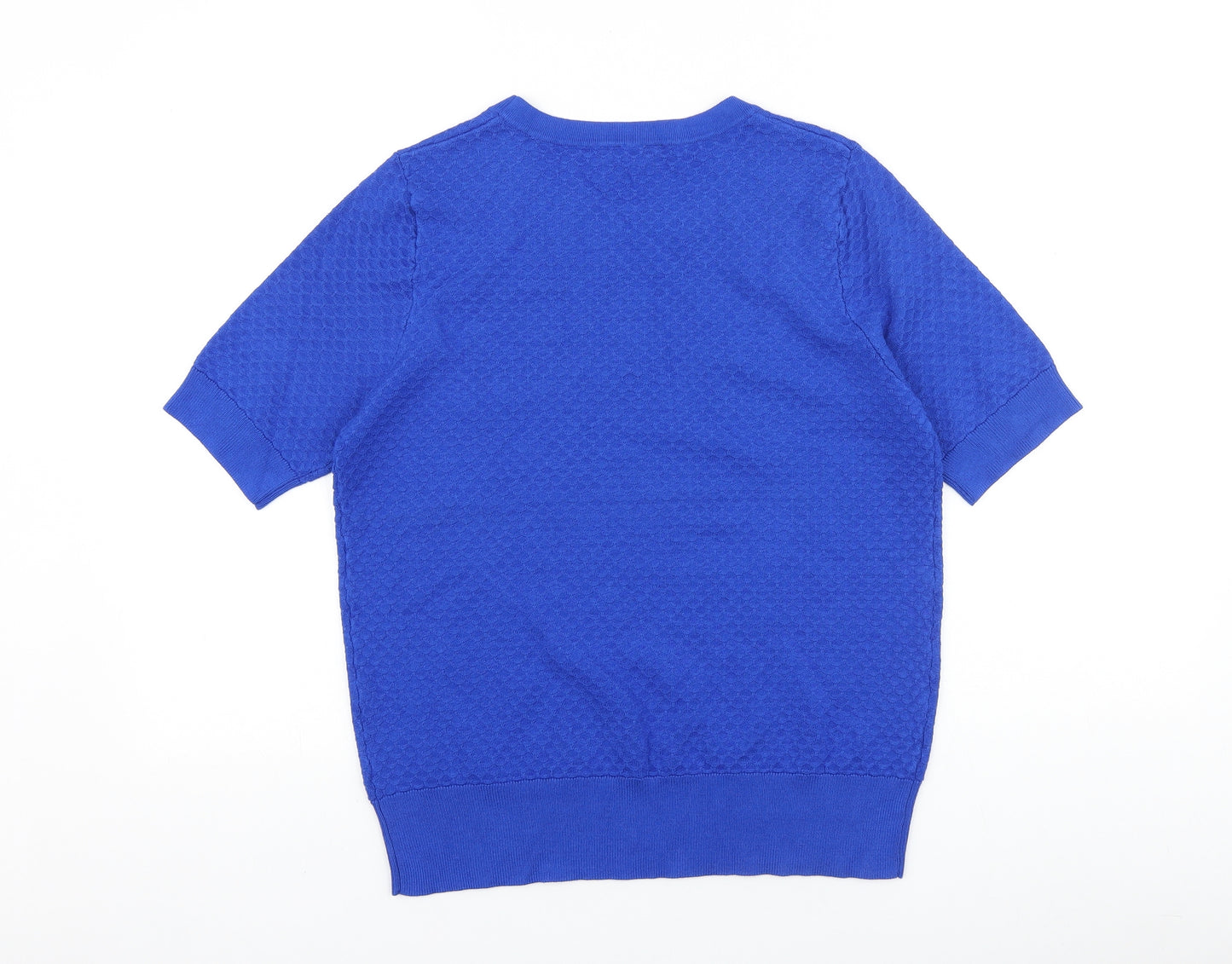 M&Co Womens Blue Round Neck 100% Cotton Pullover Jumper Size 12