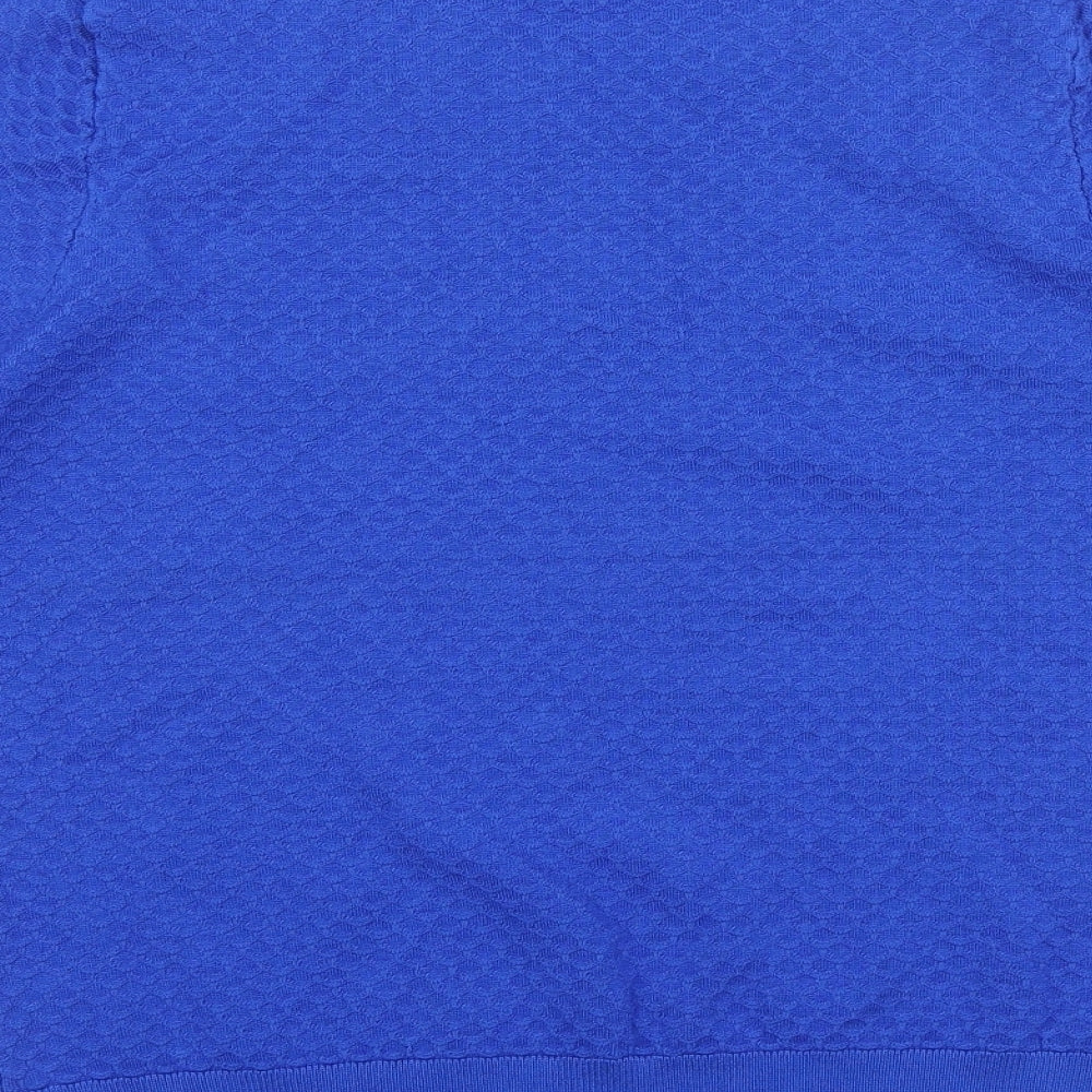 M&Co Womens Blue Round Neck 100% Cotton Pullover Jumper Size 12