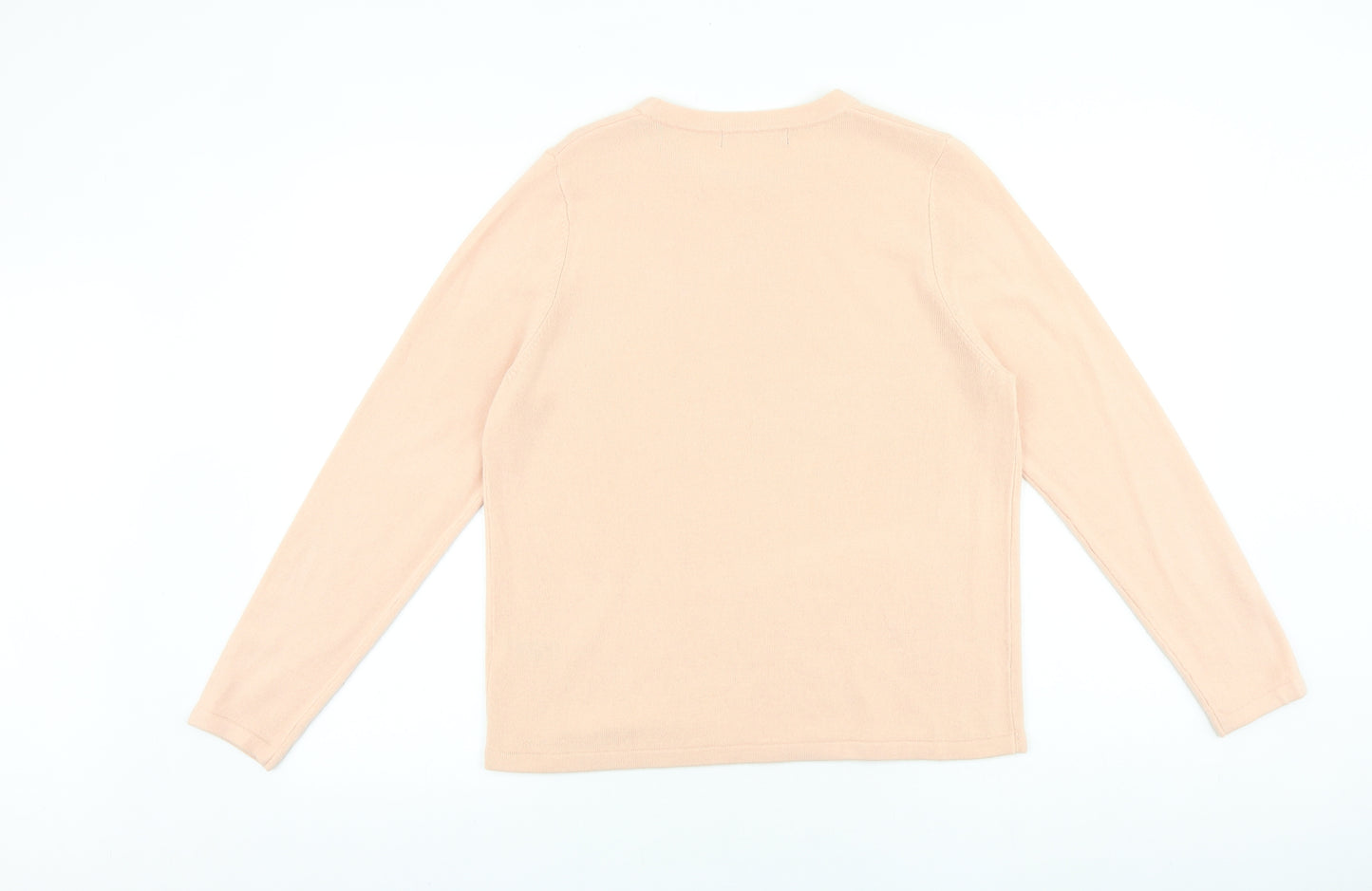 Marks and Spencer Womens Pink Round Neck 100% Cotton Pullover Jumper Size 14
