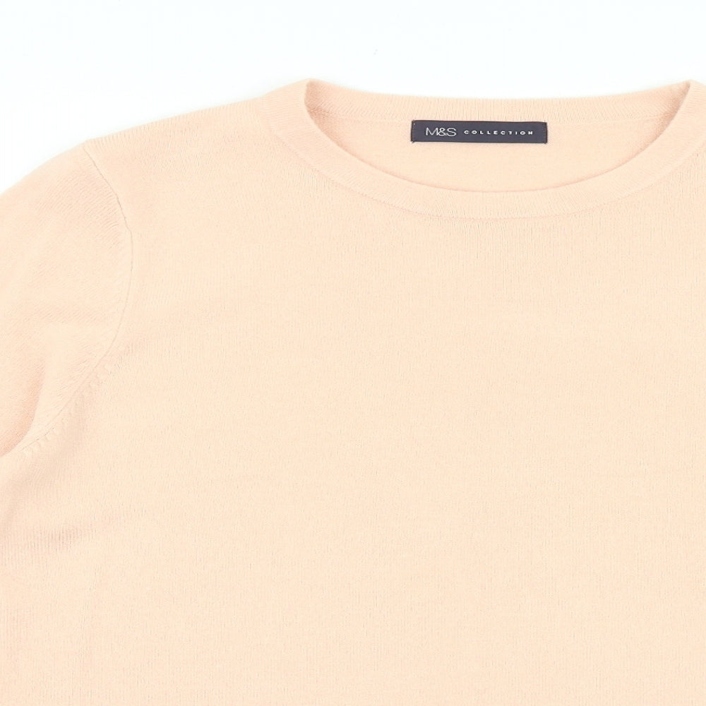 Marks and Spencer Womens Pink Round Neck 100% Cotton Pullover Jumper Size 14