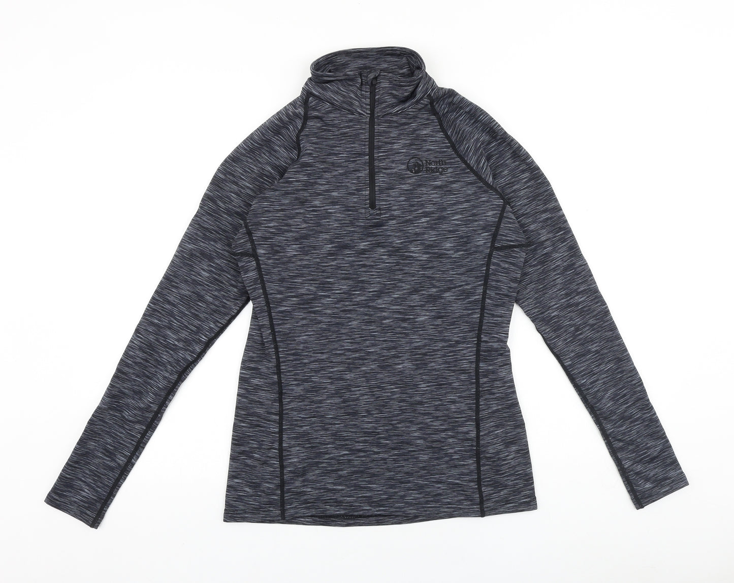 North Ridge Womens Grey Polyester Pullover Casual Size 10 High Neck Zip