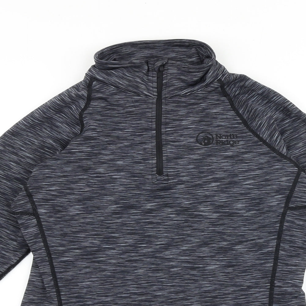 North Ridge Womens Grey Polyester Pullover Casual Size 10 High Neck Zip