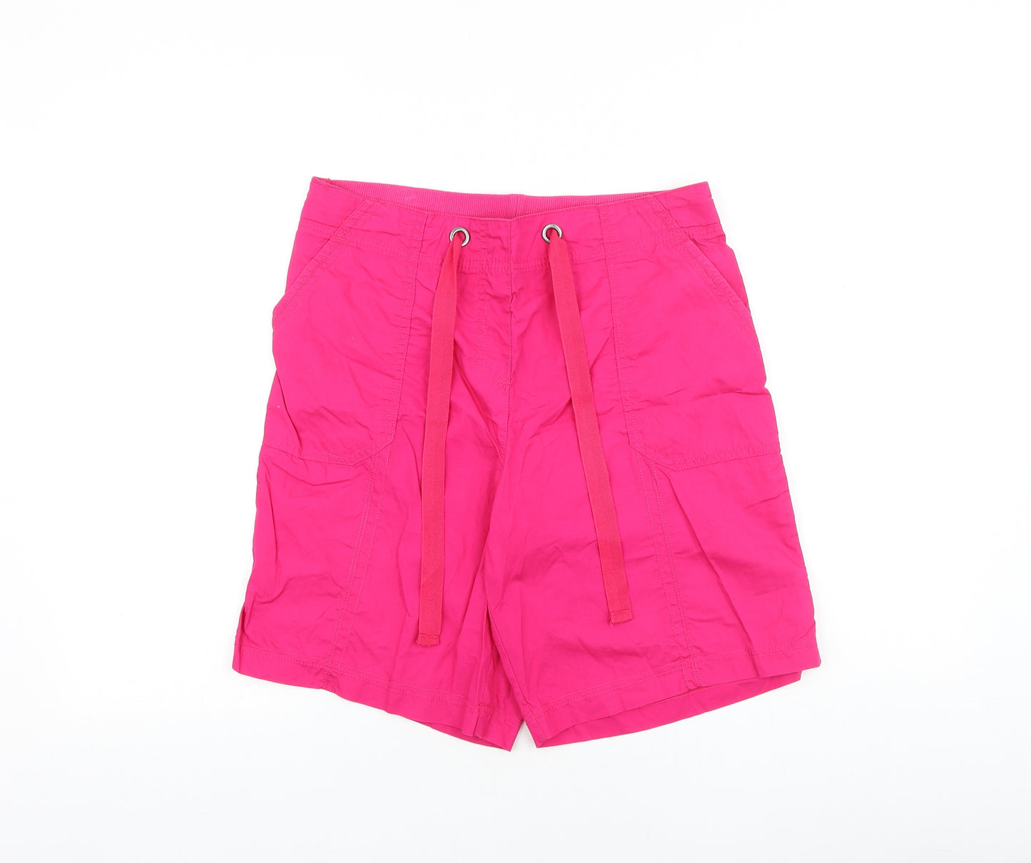 Bonmarché Womens Pink 100% Cotton Cargo Shorts Size 12 L8.5 in Regular Tie