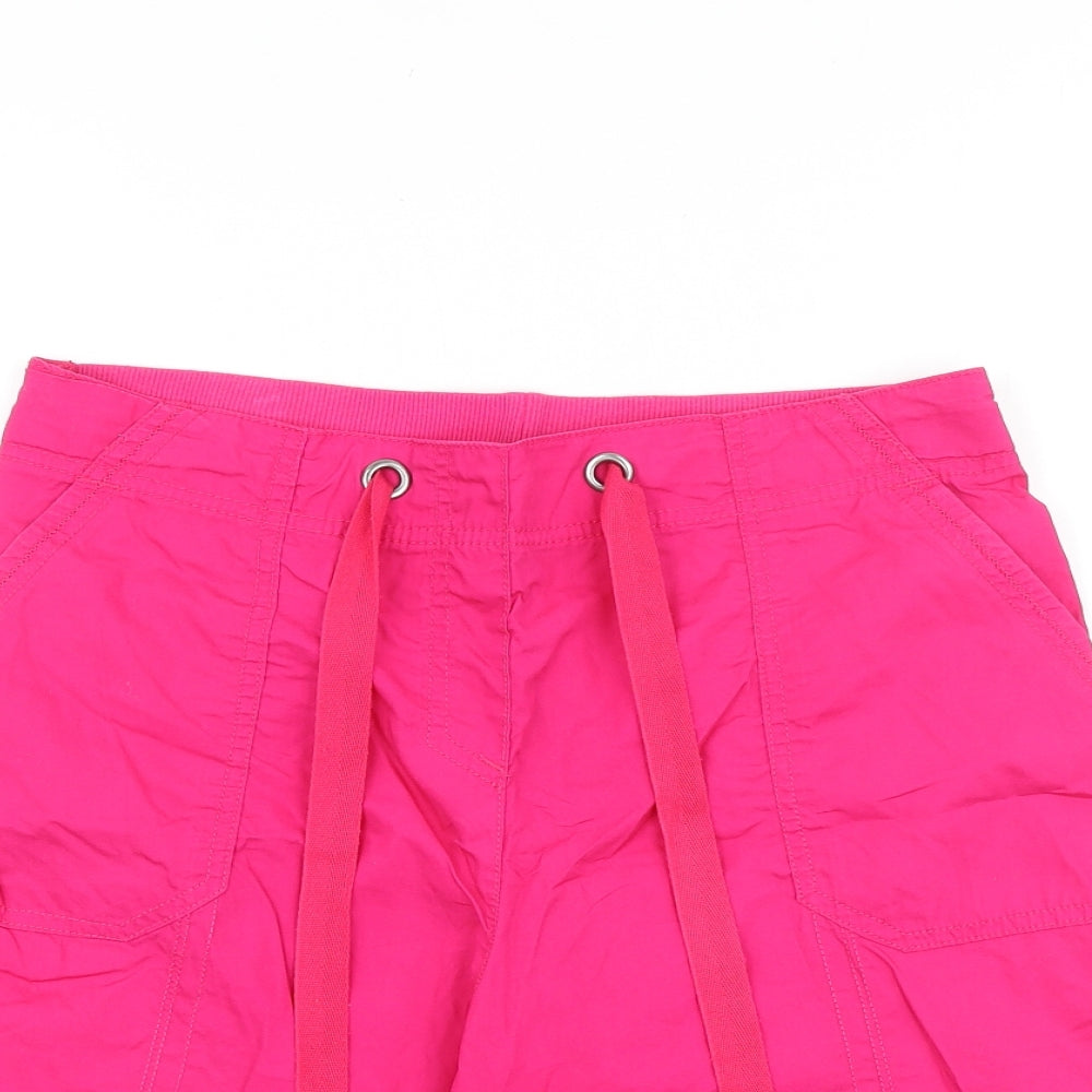 Bonmarché Womens Pink 100% Cotton Cargo Shorts Size 12 L8.5 in Regular Tie