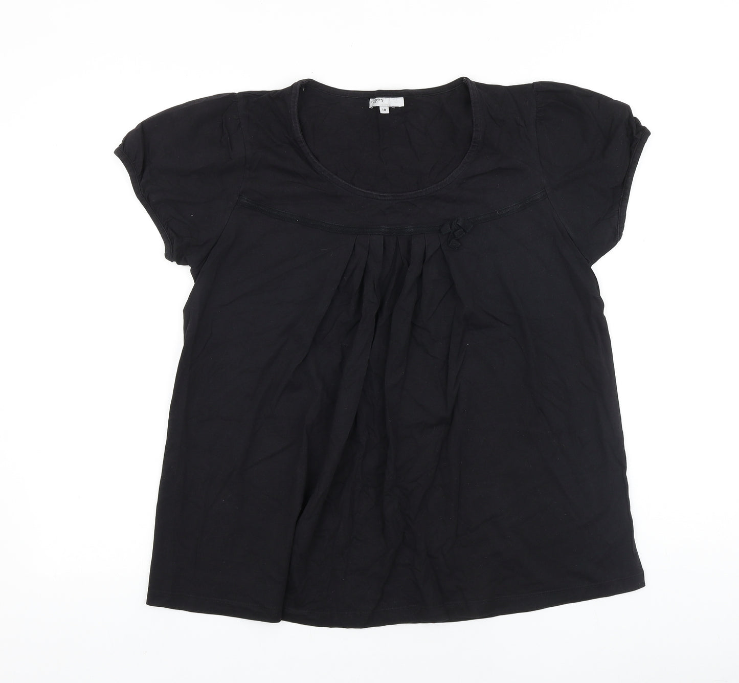 Rogers + Rogers Womens Black 100% Cotton Basic T-Shirt Size 18 Scoop Neck