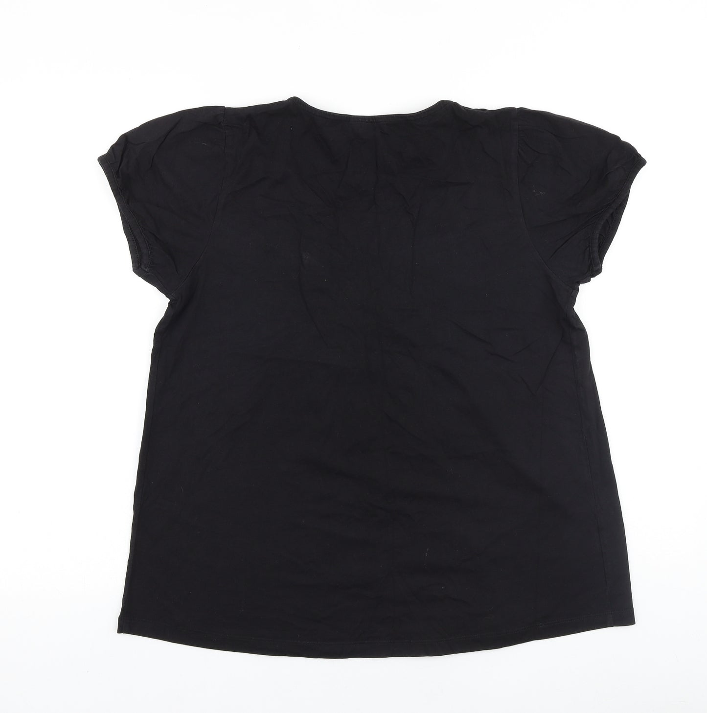 Rogers + Rogers Womens Black 100% Cotton Basic T-Shirt Size 18 Scoop Neck