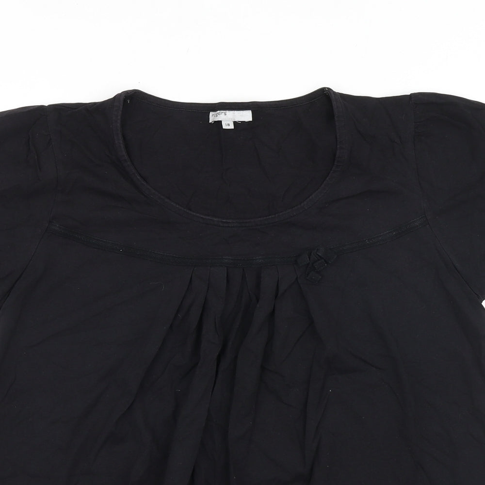 Rogers + Rogers Womens Black 100% Cotton Basic T-Shirt Size 18 Scoop Neck