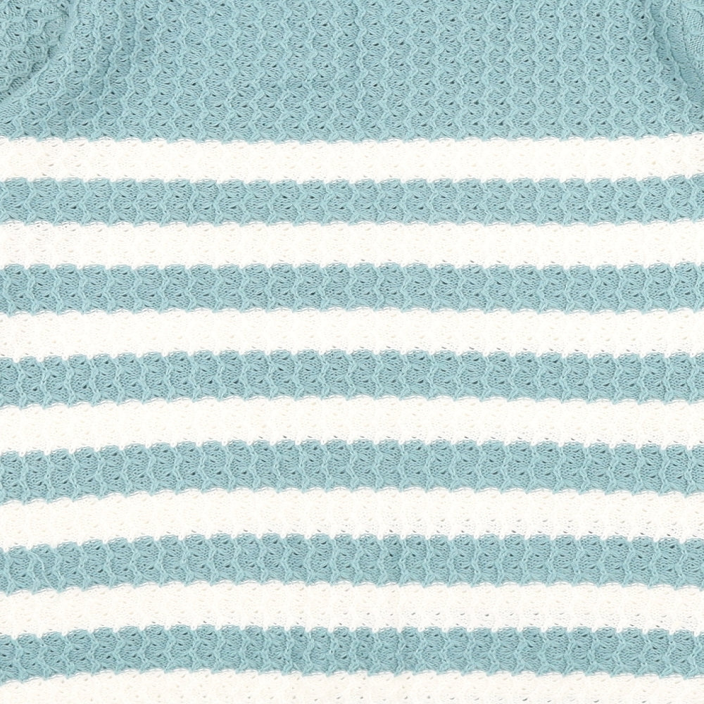 ISLE Womens Green Round Neck Striped Acrylic Pullover Jumper Size 14