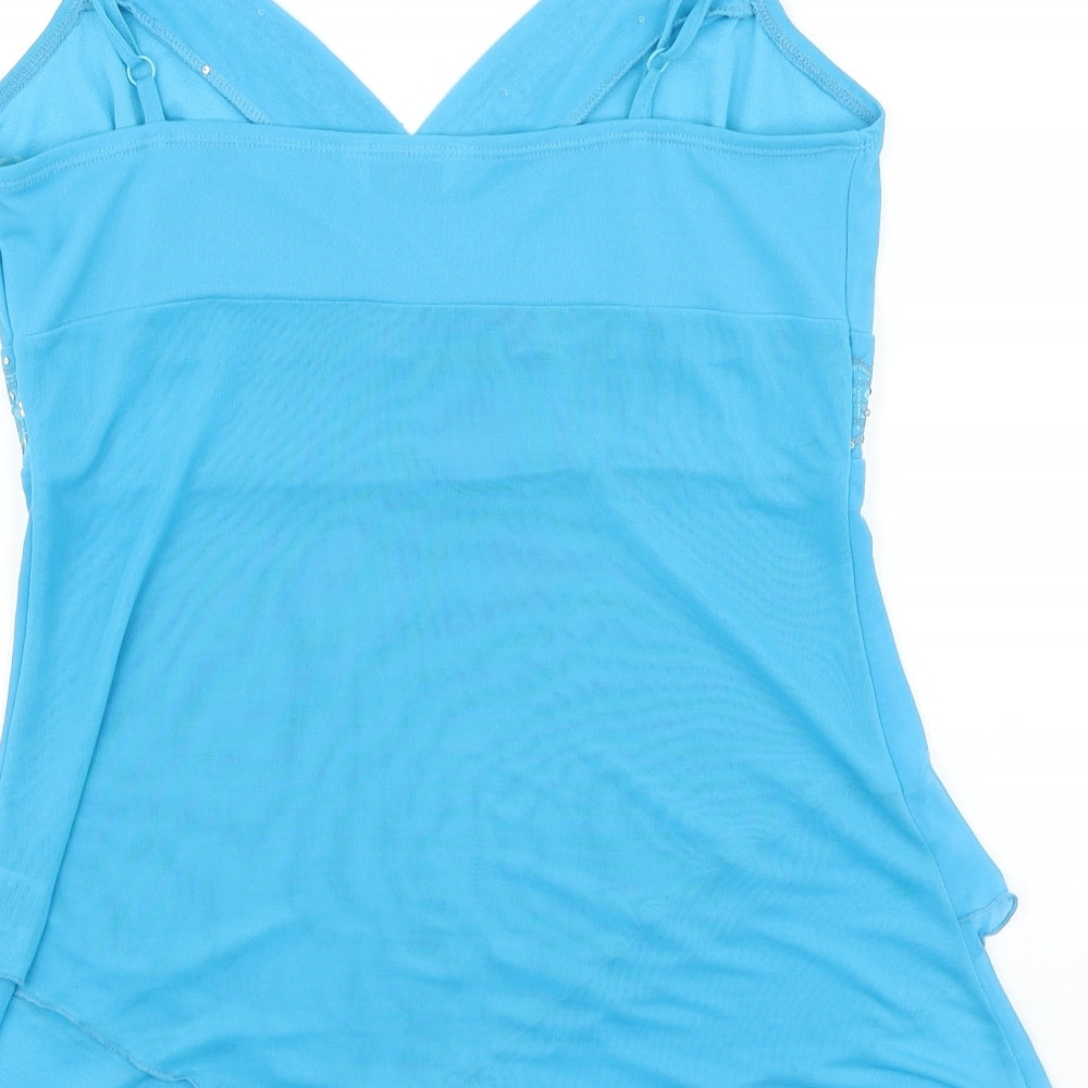 New Look Womens Blue Polyester Tunic Tank Size 14 V-Neck