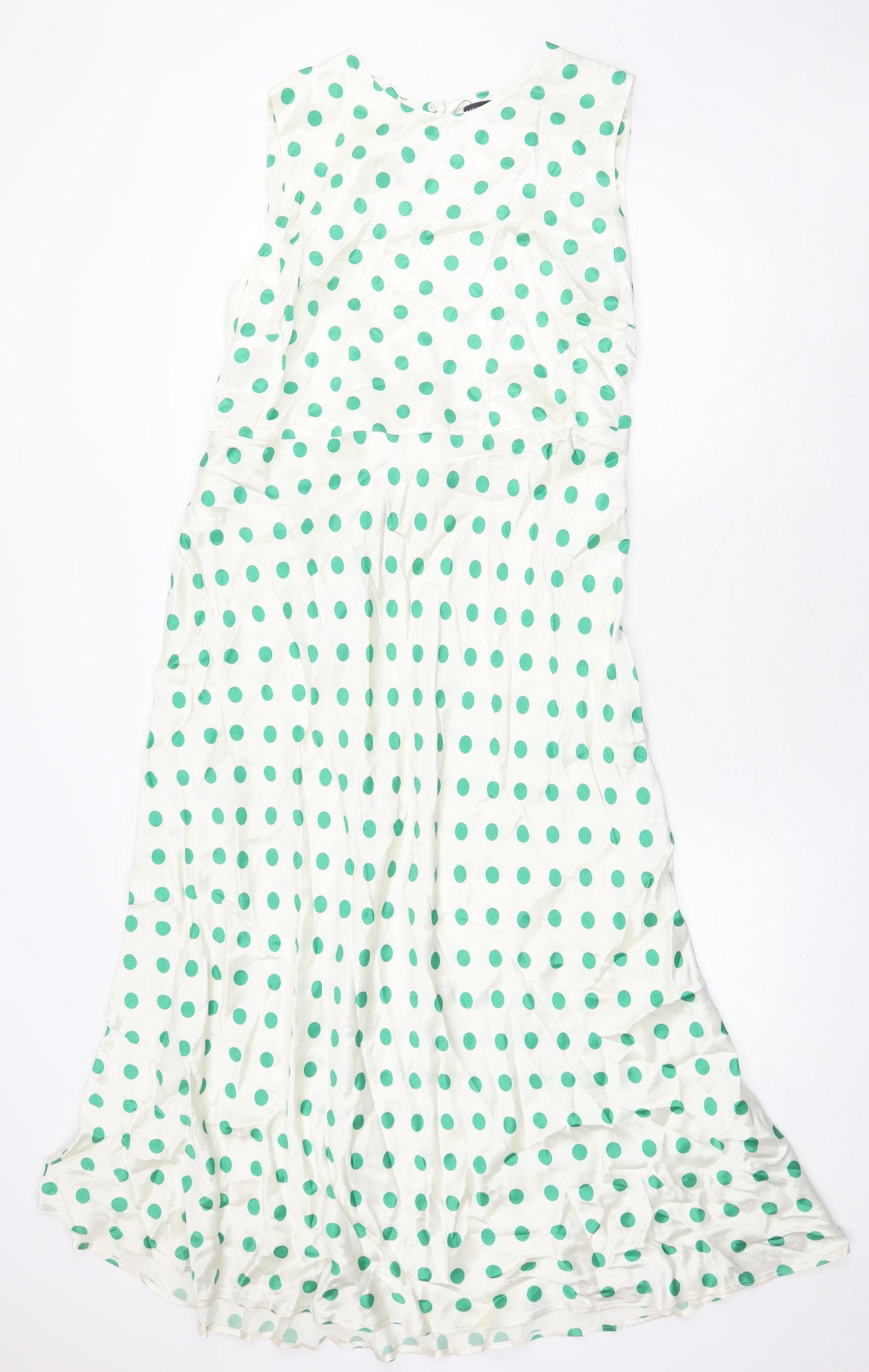 Marks and Spencer Womens White Polka Dot Viscose A-Line Size 20 Boat Neck Zip
