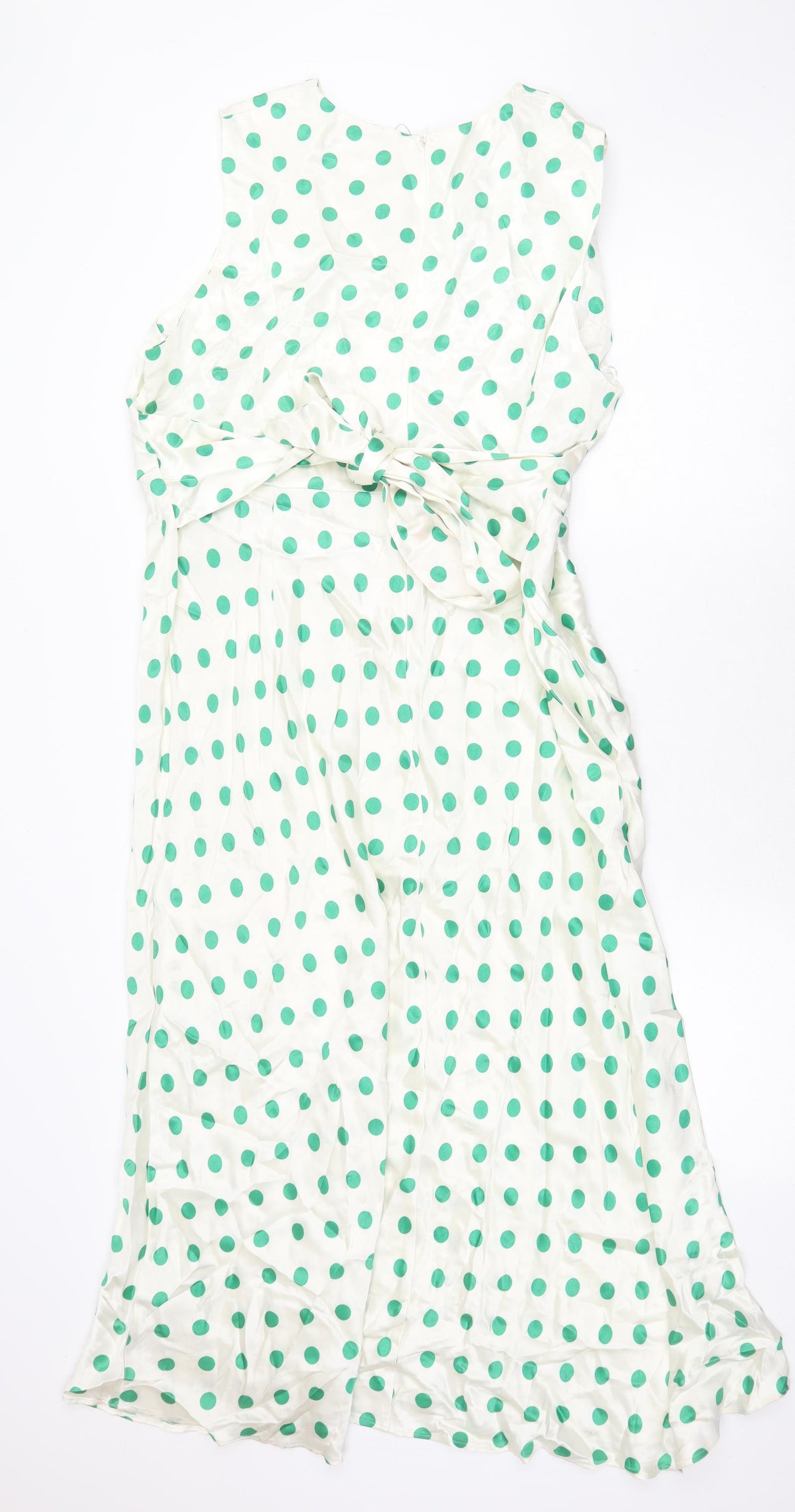Marks and Spencer Womens White Polka Dot Viscose A-Line Size 20 Boat Neck Zip