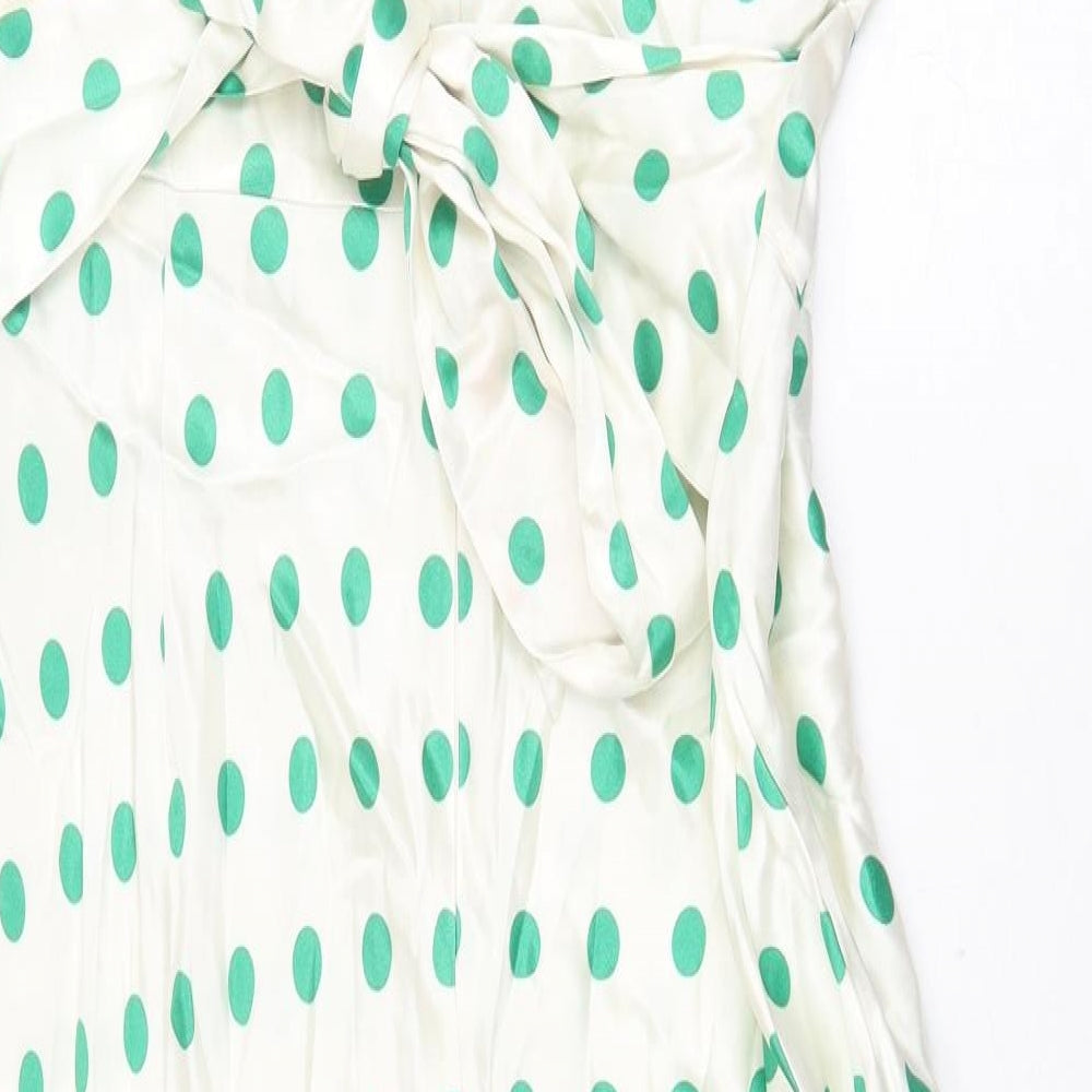 Marks and Spencer Womens White Polka Dot Viscose A-Line Size 20 Boat Neck Zip
