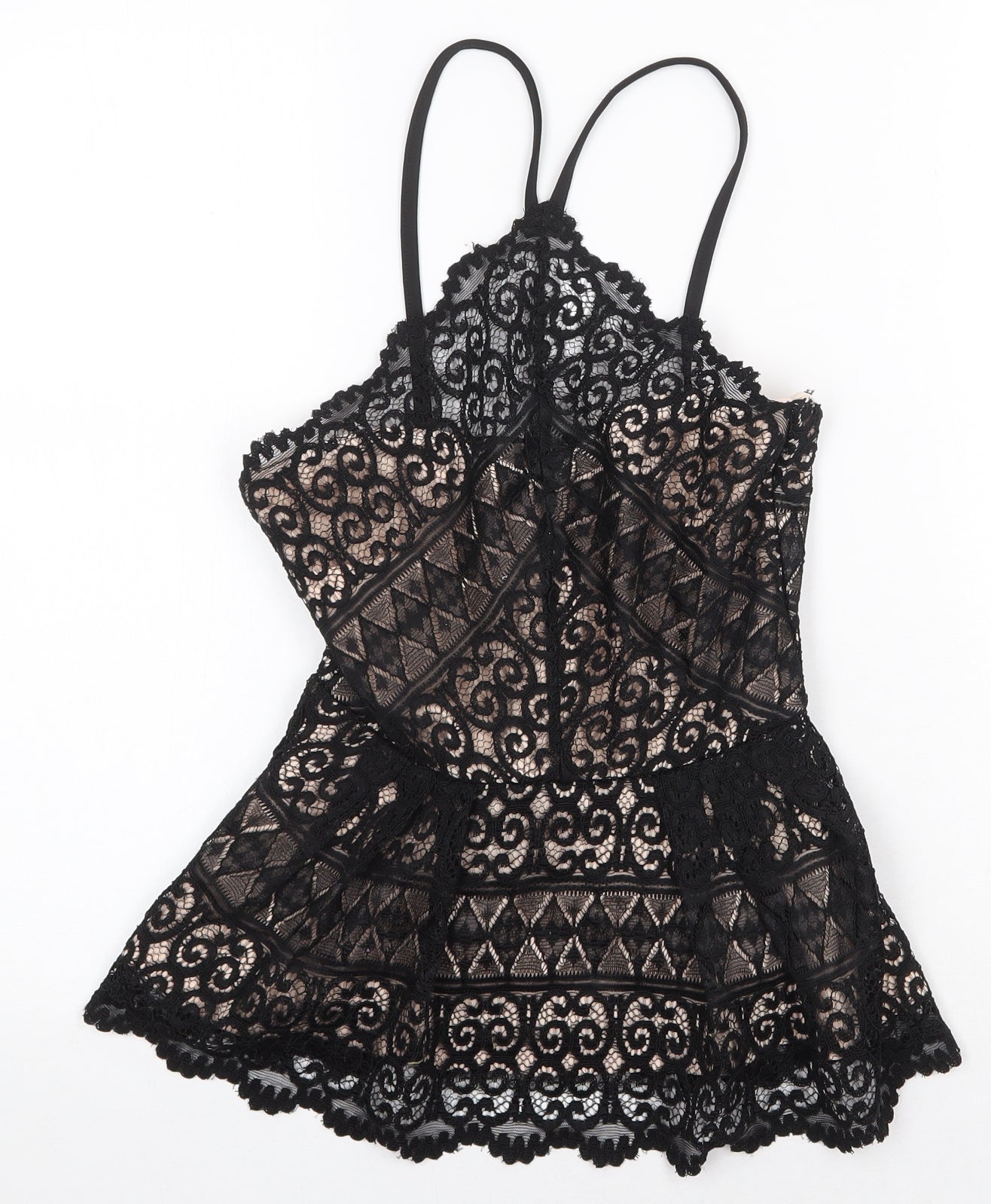 Lipsy London Womens Black Geometric Polyester Camisole Tank Size 6 Halter - Peplum
