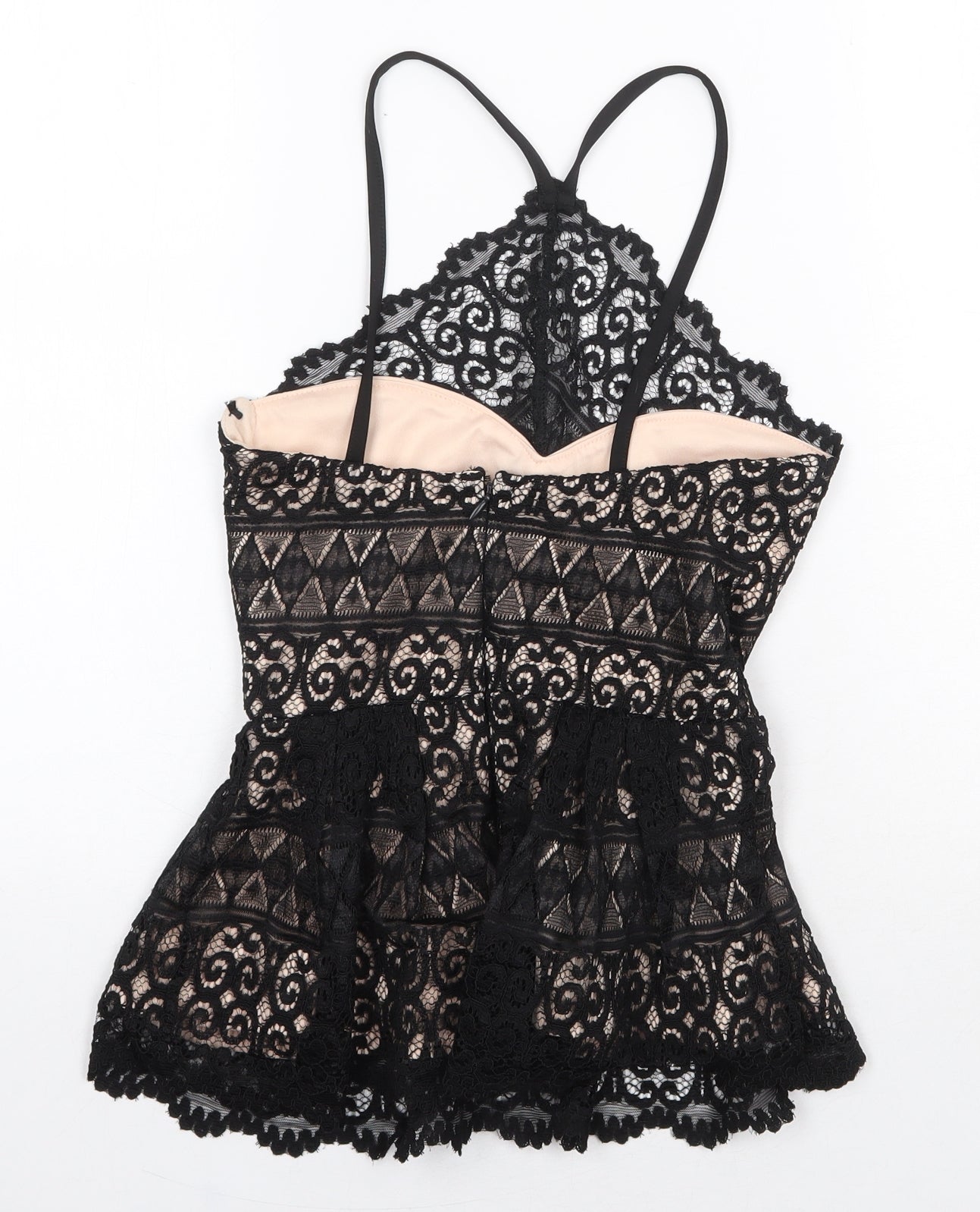 Lipsy London Womens Black Geometric Polyester Camisole Tank Size 6 Halter - Peplum