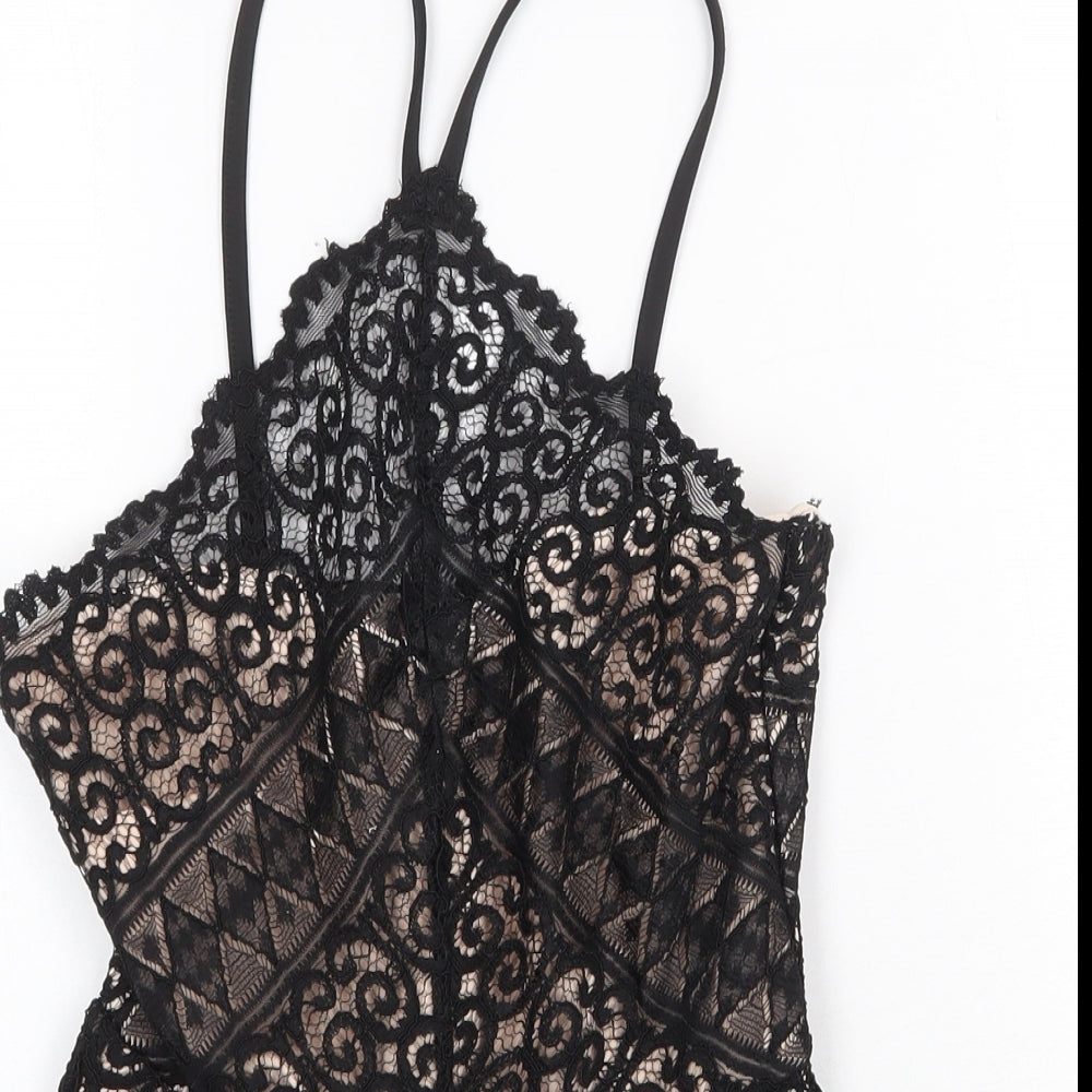Lipsy London Womens Black Geometric Polyester Camisole Tank Size 6 Halter - Peplum