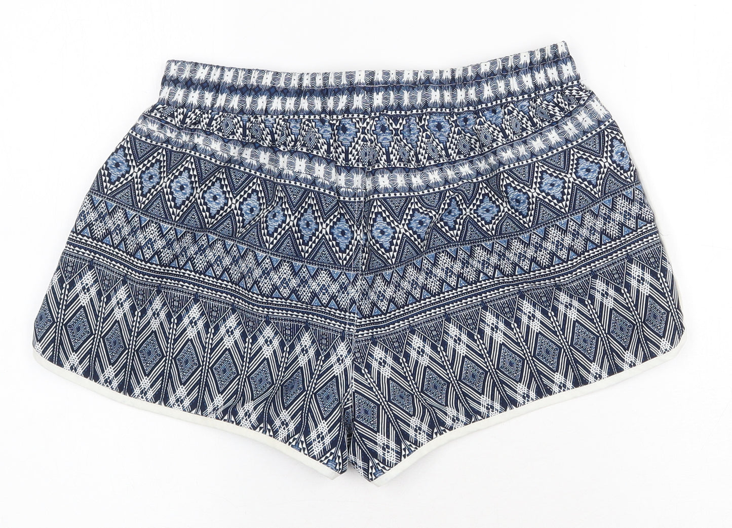 Atmosphere Womens Blue Geometric Polyester Basic Shorts Size 8 Regular Drawstring
