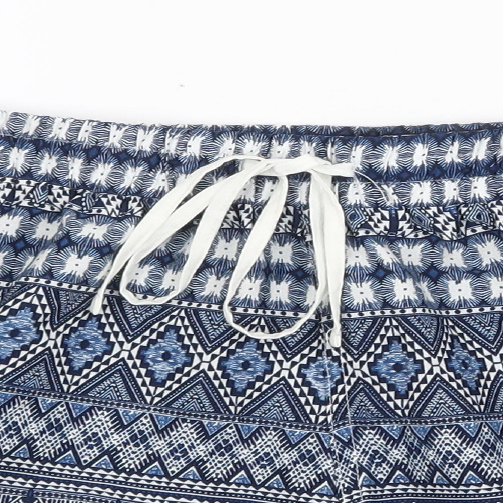 Atmosphere Womens Blue Geometric Polyester Basic Shorts Size 8 Regular Drawstring