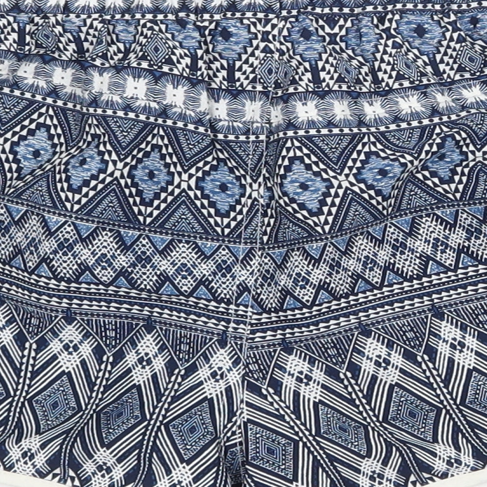 Atmosphere Womens Blue Geometric Polyester Basic Shorts Size 8 Regular Drawstring