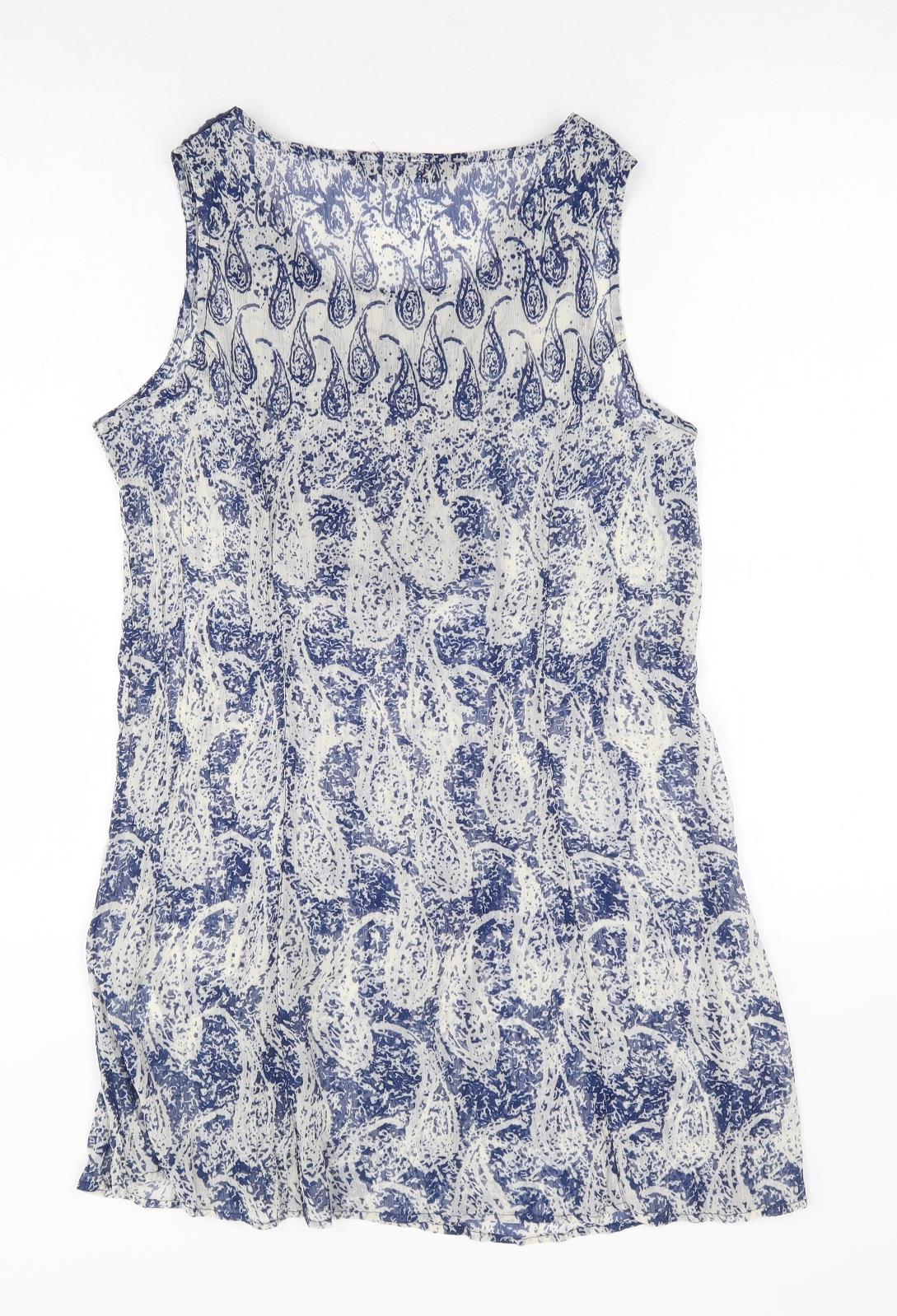 Kaleidoscope Womens Blue Paisley Polyester A-Line Size 14 Scoop Neck Pullover - Lace Detail