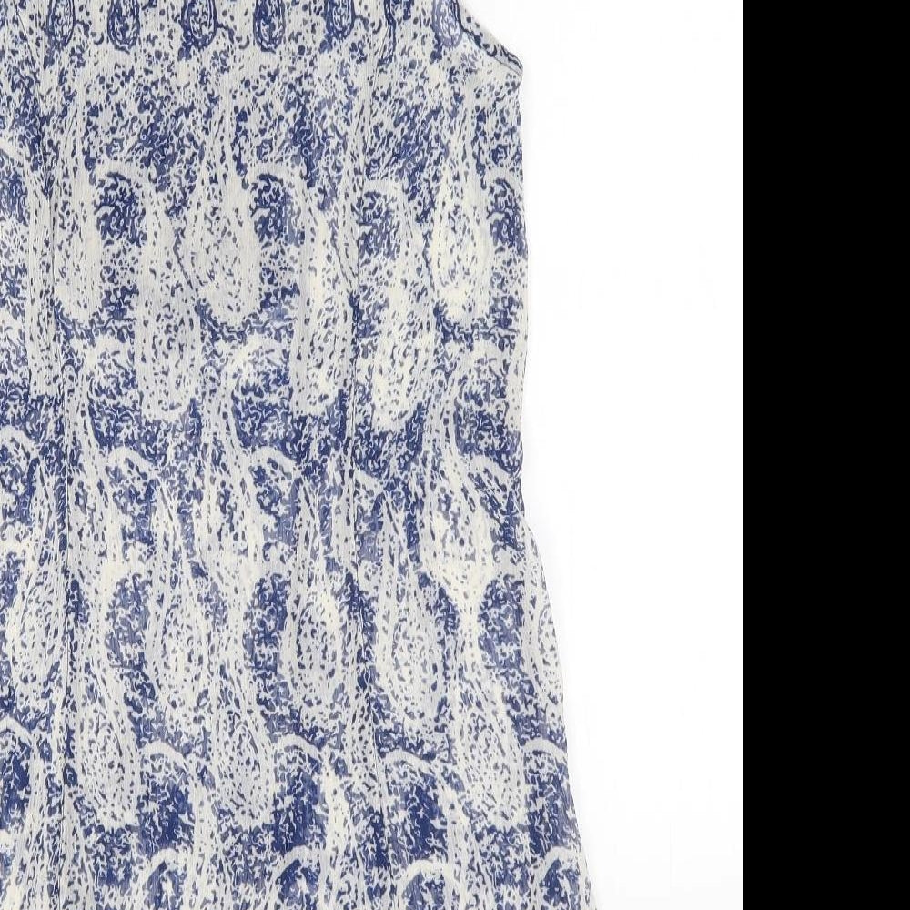 Kaleidoscope Womens Blue Paisley Polyester A-Line Size 14 Scoop Neck Pullover - Lace Detail