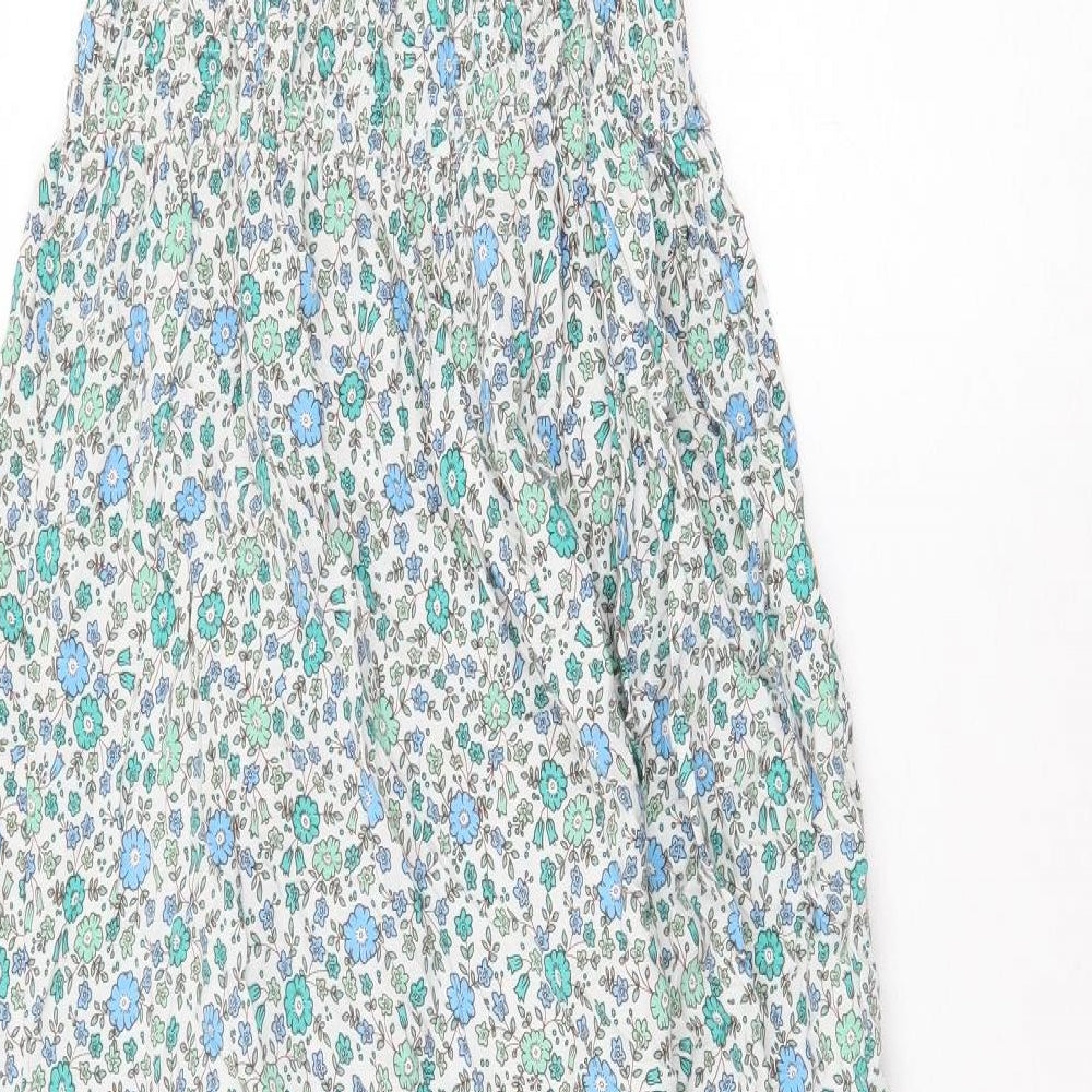 QED London Womens Green Floral Viscose Maxi Size 10 V-Neck Pullover