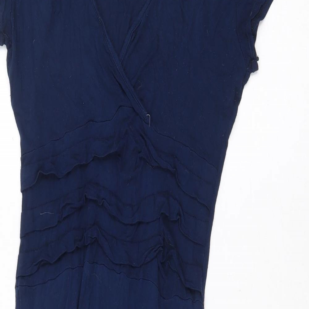 Be Jealous Womens Blue Viscose Ball Gown Size 16 V-Neck Pullover