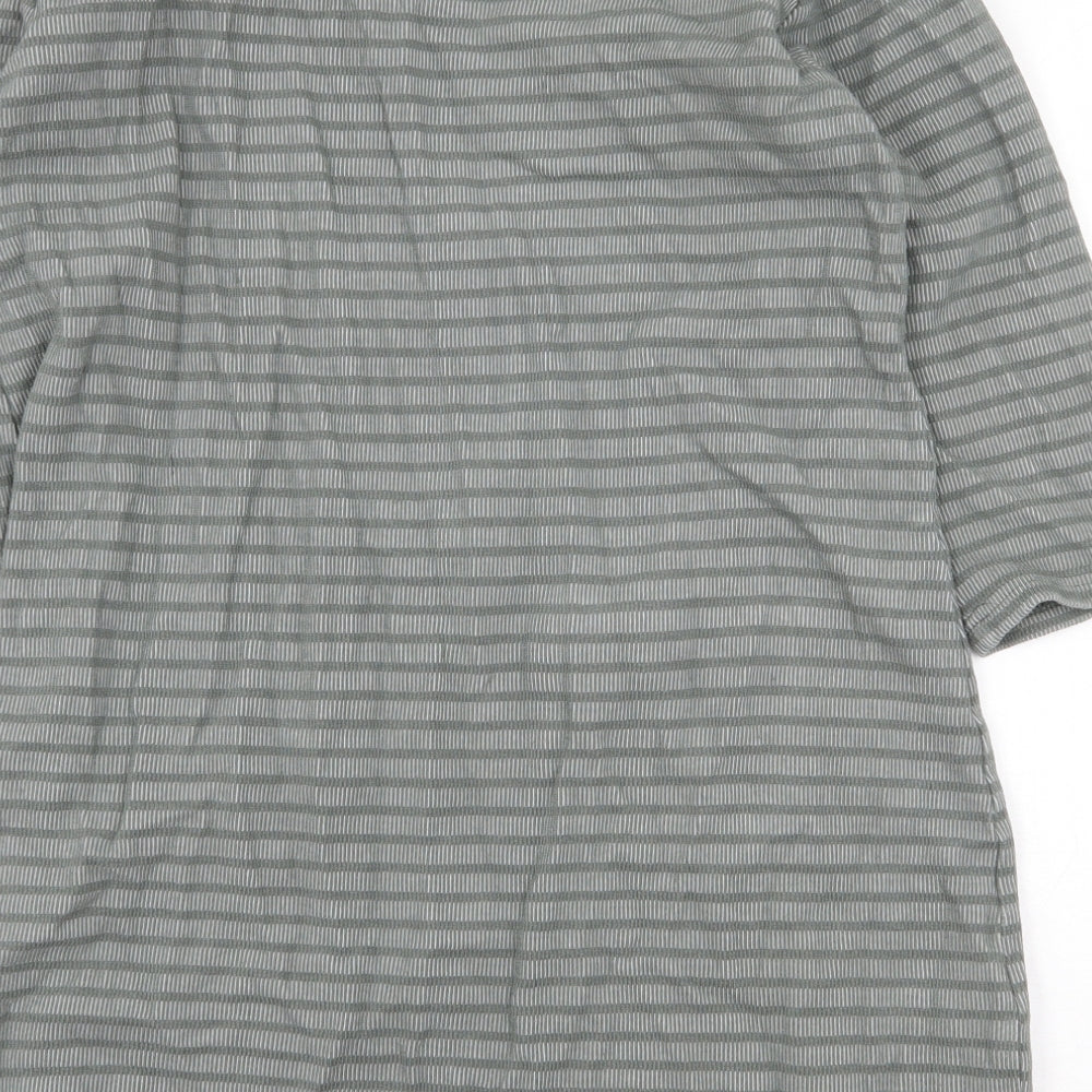 Mountain Warehouse Womens Green Striped Cotton Sheath Size 14 Round Neck Pullover