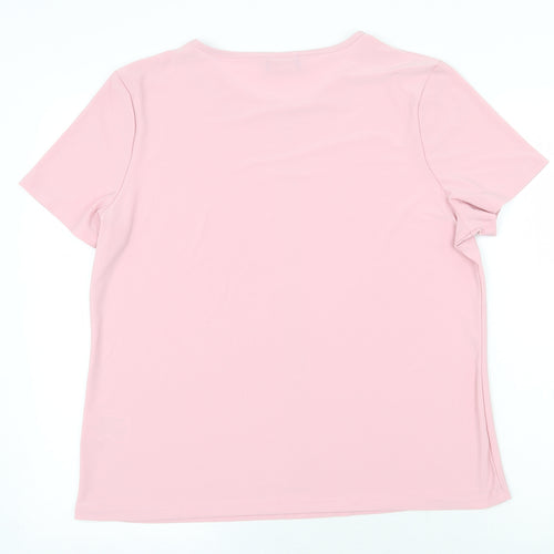Anna Rose Womens Pink Polyester Basic T-Shirt Size XL Scoop Neck