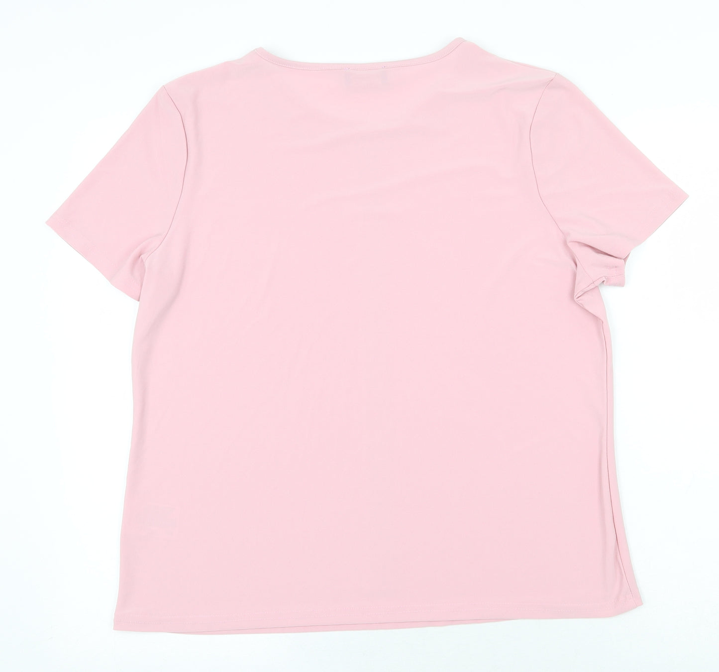 Anna Rose Womens Pink Polyester Basic T-Shirt Size XL Scoop Neck