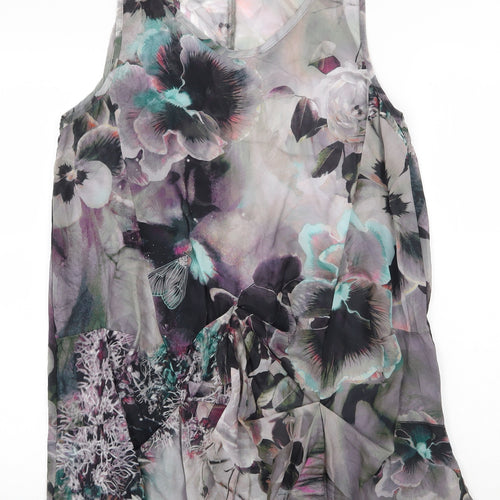 Myrine Womens Green Floral Polyester Shift Size 2XL Round Neck Pullover