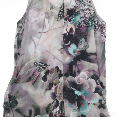 Myrine Womens Green Floral Polyester Shift Size 2XL Round Neck Pullover