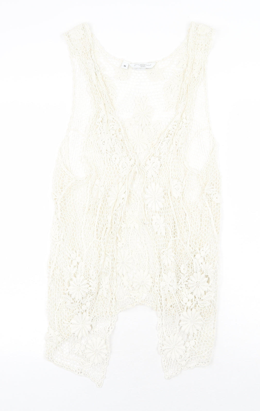 New Look Womens White Polyester Kimono Blouse Size M V-Neck