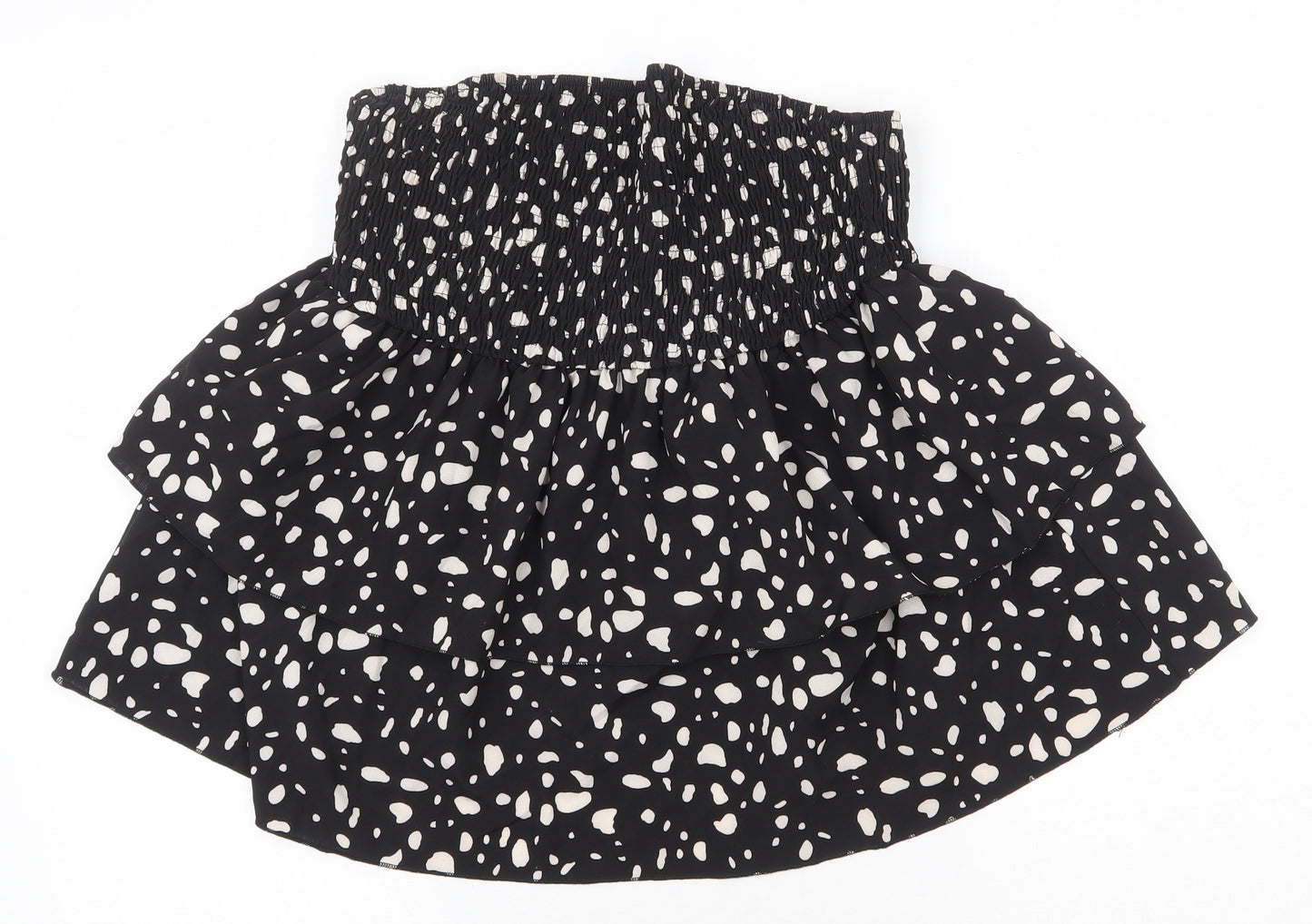 SheIn Womens Black Geometric Polyester Skater Skirt Size XL