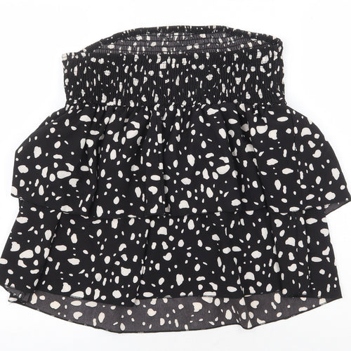 SheIn Womens Black Geometric Polyester Skater Skirt Size XL