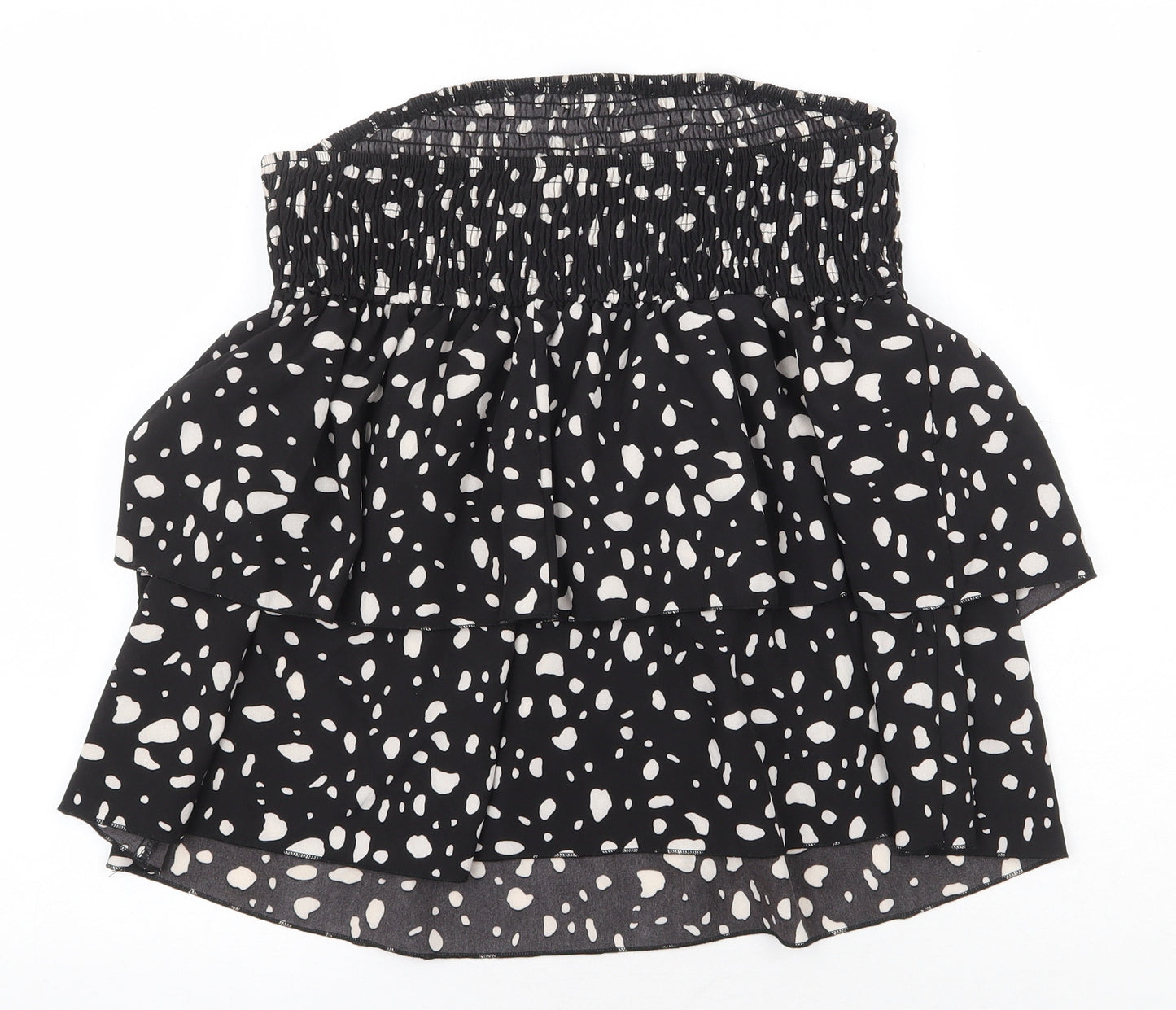 SheIn Womens Black Geometric Polyester Skater Skirt Size XL