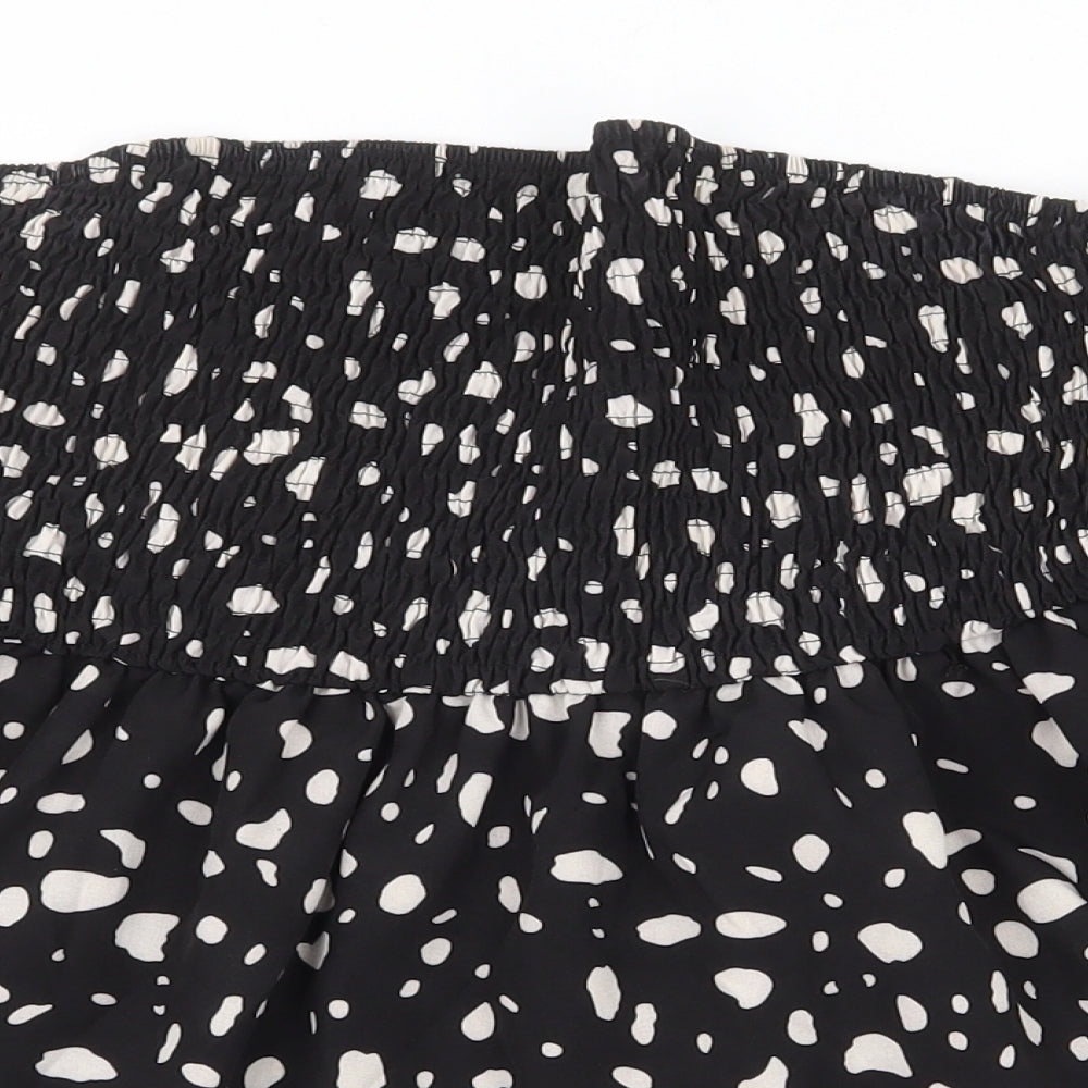 SheIn Womens Black Geometric Polyester Skater Skirt Size XL