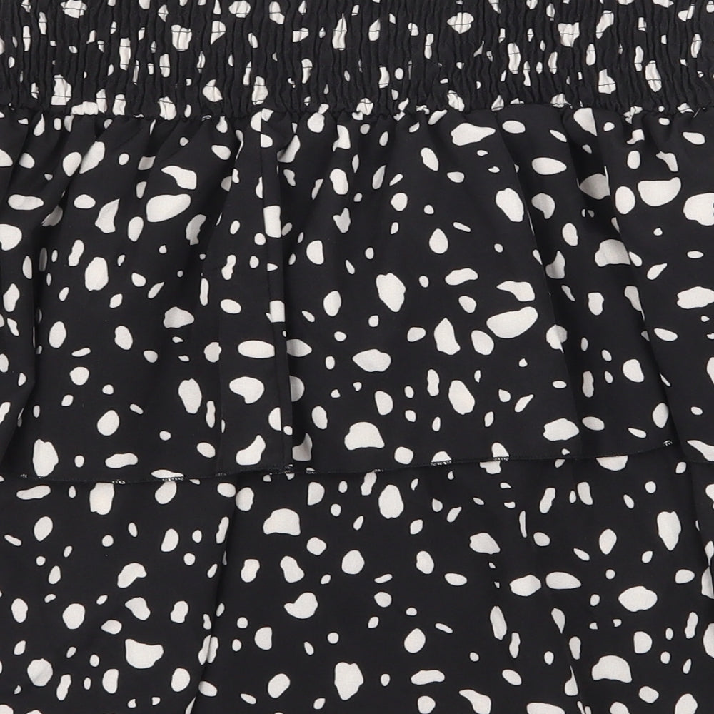 SheIn Womens Black Geometric Polyester Skater Skirt Size XL