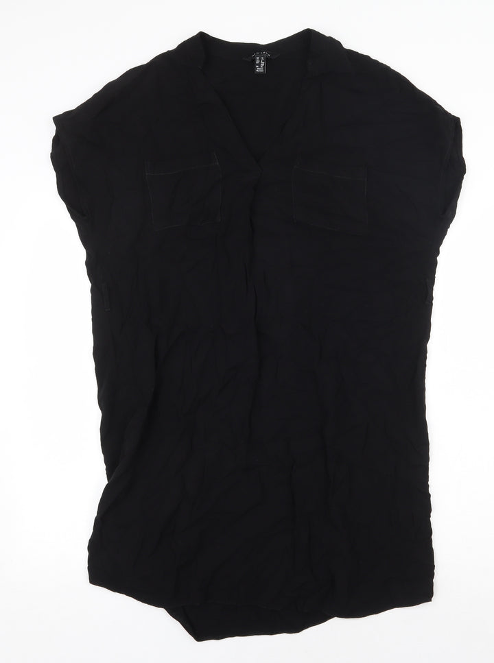 New Look Womens Black Viscose Sheath Size 12 V-Neck Pullover