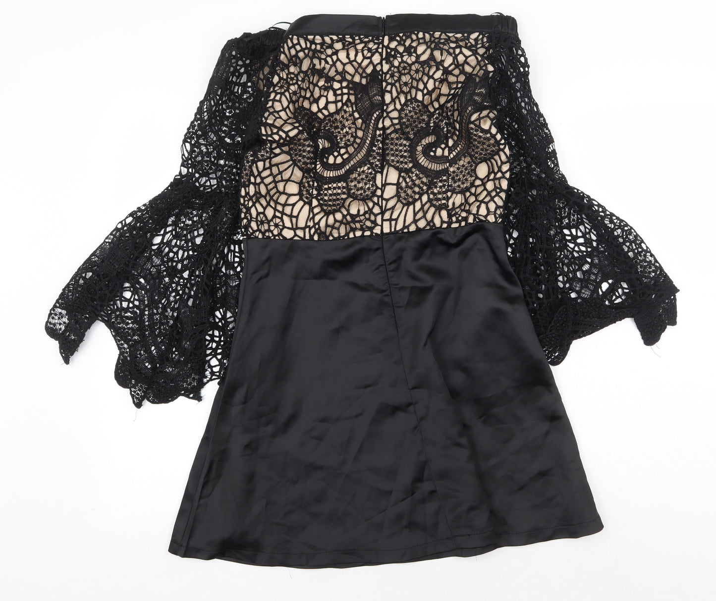 Golden Days Womens Black Geometric Polyester Mini Size L Boat Neck Zip