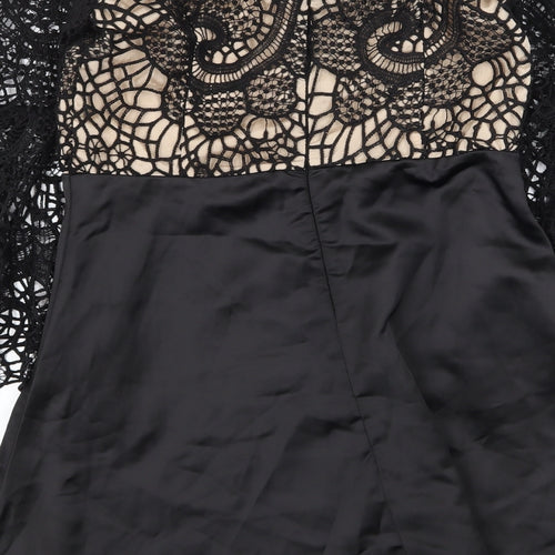 Golden Days Womens Black Geometric Polyester Mini Size L Boat Neck Zip