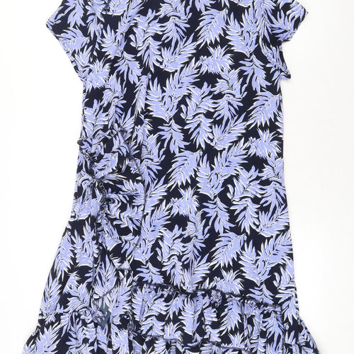 QED London Womens Blue Floral Polyester Trapeze & Swing Size 10 Round Neck Button