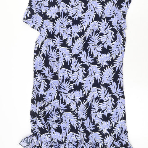 QED London Womens Blue Floral Polyester Trapeze & Swing Size 10 Round Neck Button