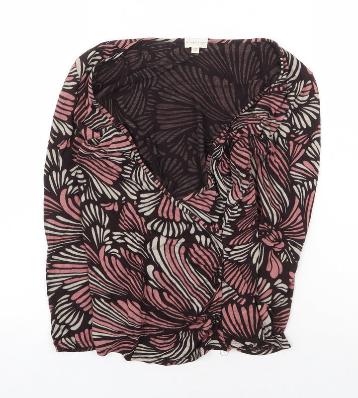 Phase Eight Womens Pink Geometric Viscose Basic Blouse Size 12 V-Neck