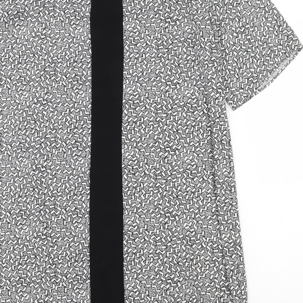 River Island Womens White Geometric Polyester Sheath Size 14 Round Neck Zip